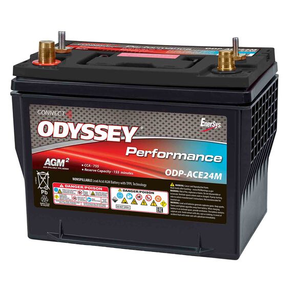 Odyssey Performance Group 24 Dual Purpose Marine AGM Battery with Bluetooth CONNECT Monitoring System, 755 Cold Cranking Amps, 155 Reserve Minutes image number 1