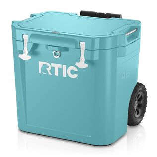 45 Quart Ultra-Tough Wheeled Hard-Sided Ice Chest Cooler, Fits 60 Cans, Lagoon