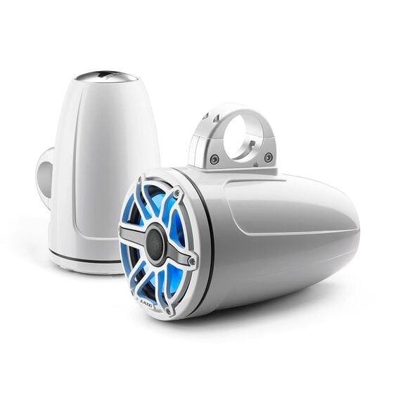 M6-770ETXv3-Gw-S-GwGw-i&nbsp;7.7" Enclosed Marine Coaxial Speaker System, Gloss White, White Sport Grille with RGB LED Lighting image number 0
