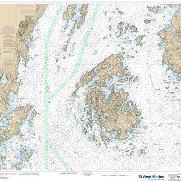 Maptech&reg; NOAA Recreational Waterproof Chart-Penobscot Bay; Carvers Harbor and Approaches, 13305 image number 0
