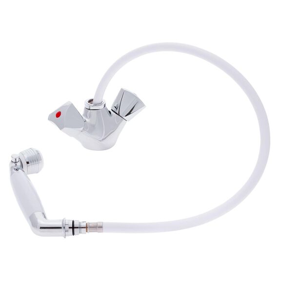 Trinidad Head/Shower Combo Faucet Classic Arctic White Sprayer, 10' White Rubber Hose Chrome/Arctic White image number 1