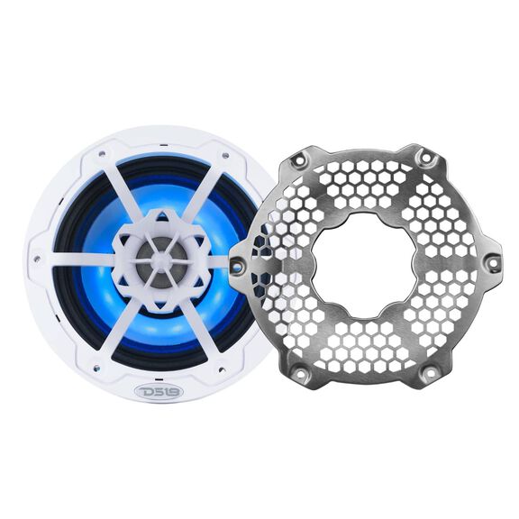6.5&rdquo; Marine 2-Way Hybrid Speaker with RGB LED, Compression Driver and Neodymium Magnet, 250W RMS 4-Ohm, Gloss White image number 1