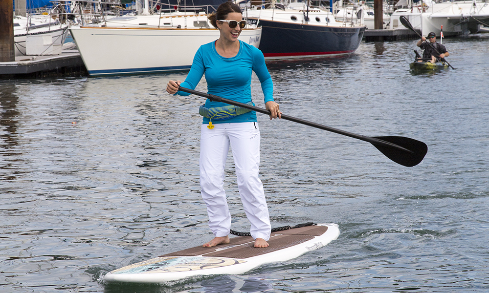 Woman paddling a SUP