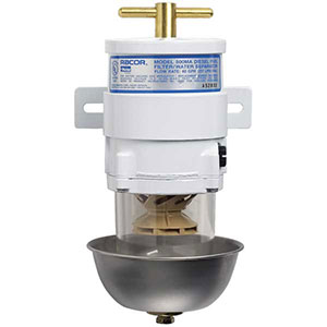 Racor 500MA diesel fuel filter with factory-fitted metal heat shield