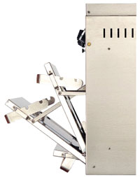 Slide-away oven door on a stove