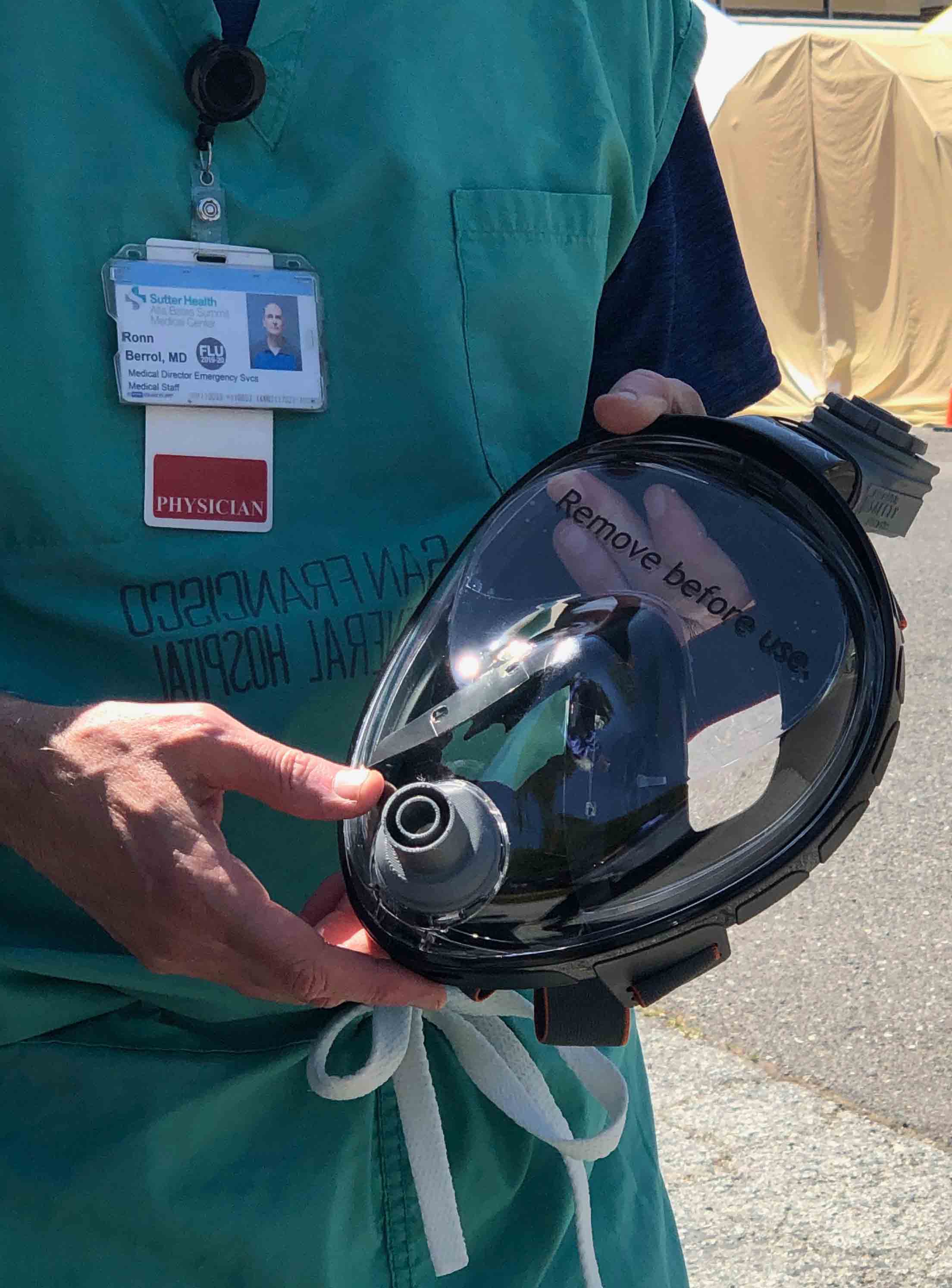 Converted snorkel mask