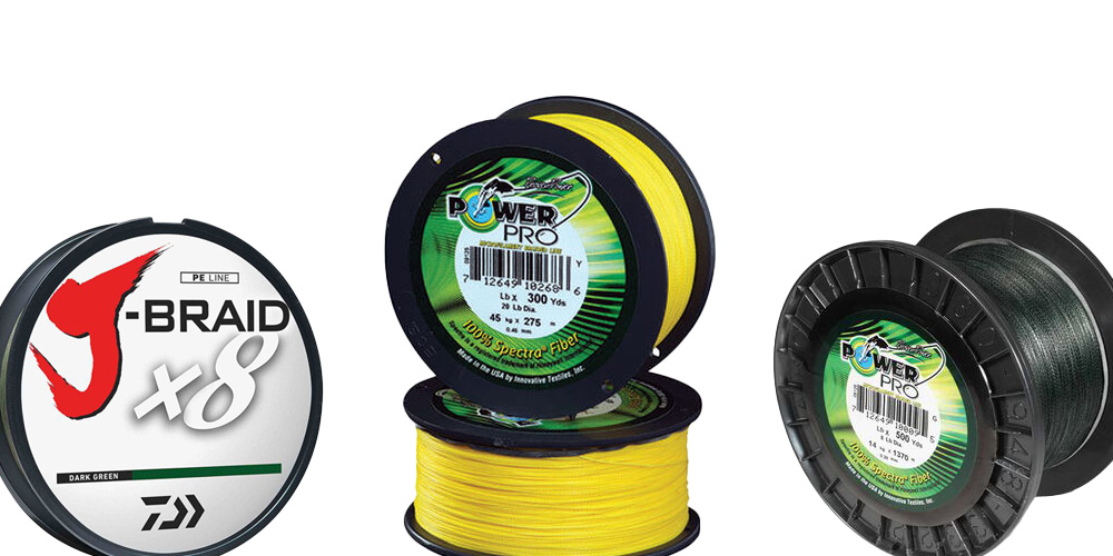 spools of braided fishing line