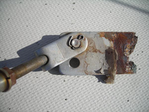 close up shot of chain plate corrosion