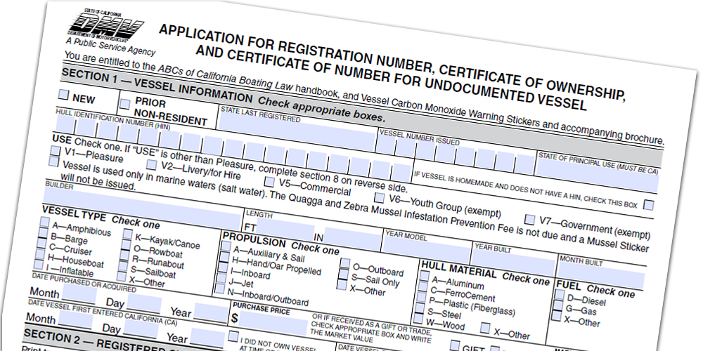 California boat registration application form