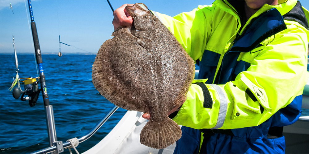 Person holding a flounder