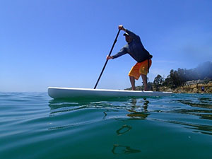 example of holding the paddle in an a-shape while you paddle