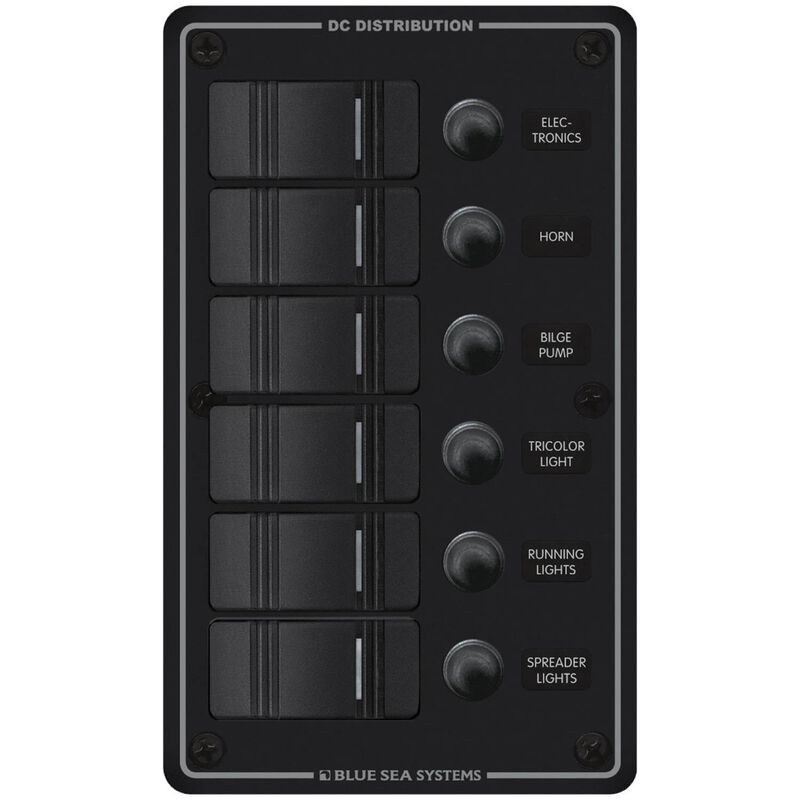 Blue Sea Systems Water Resistant Circuit Breaker Panel, 6-Position