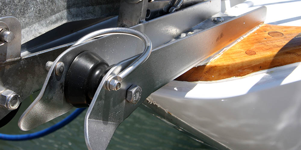 Anchor roller installed on a boat