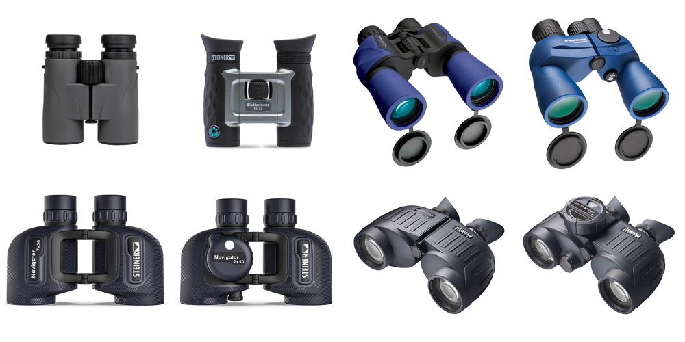 Group image of eight best selling binoculars