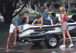 Father, mother, brother, sister polishing PWC