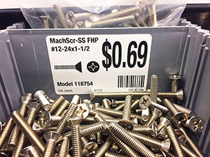 plastic box of stainless steel machine screws