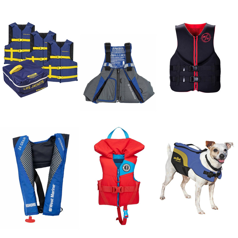Examples of different life jackets