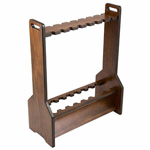Dark wood fishing rod rack