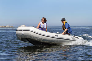 Inflatable dinghy with two passengers