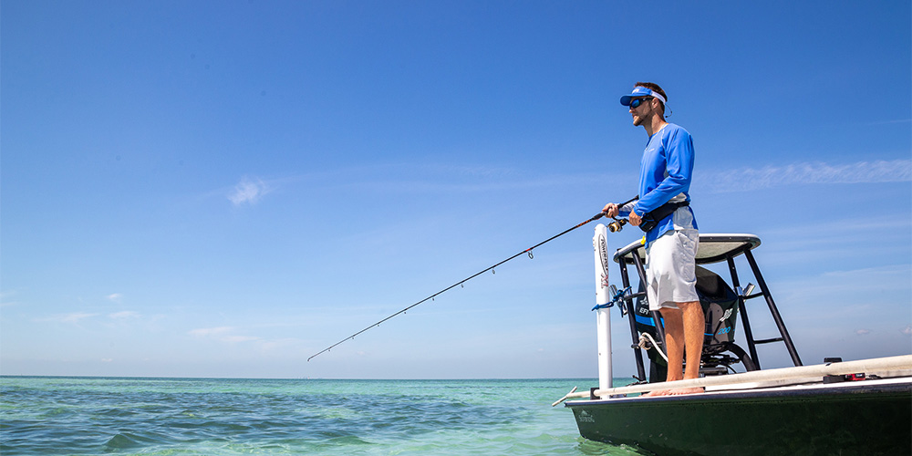 Person fishing off a boat in Florida