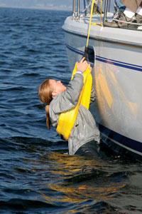 Crew overboard being pulled aboard using the Lifesling2
