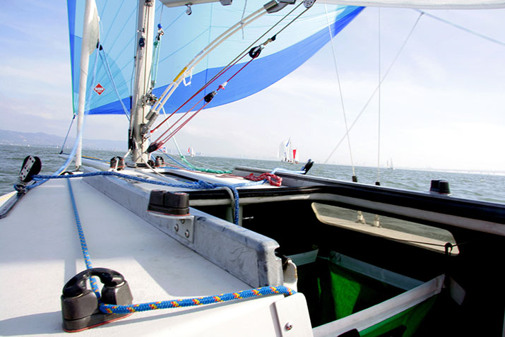 Looking forward from cockpit toward bow