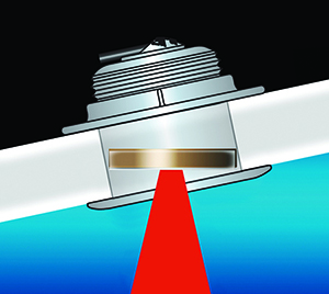 semi-flush mushroom thru-hull transducer