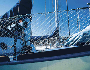 Lifeline netting installed on sailboat