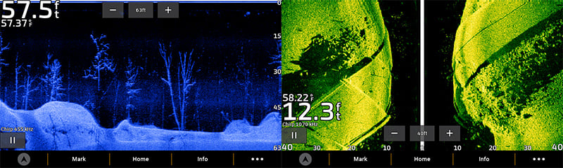 side by side comparison of down-scan and side-scan sonar