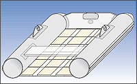 Sketch showing construction of roll-up inflatable boat