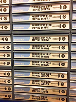 front of the fastener drawers
