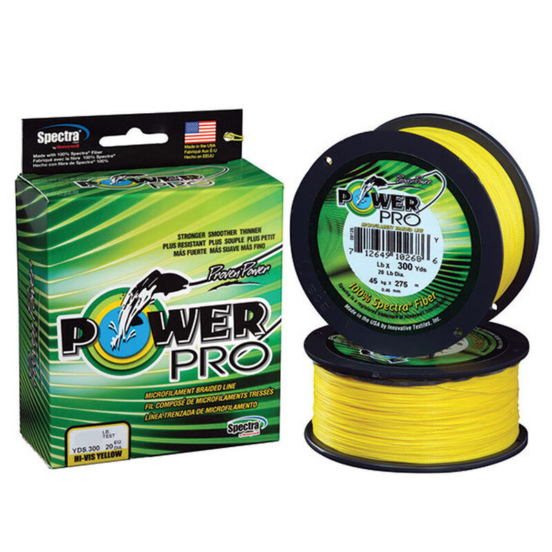 POWER PRO Spectra Braided Fishing Line, Hi-Vis Yellow, 300 yds.