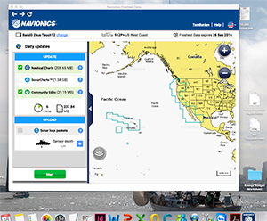 Screenshot of the navionics updates site on a computer